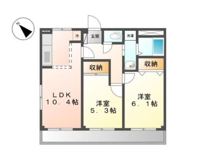 ハイツセイミヤ(2LDK/2階)の間取り写真