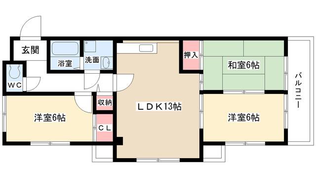 エクセル川本パートII(3LDK/6階)の間取り写真