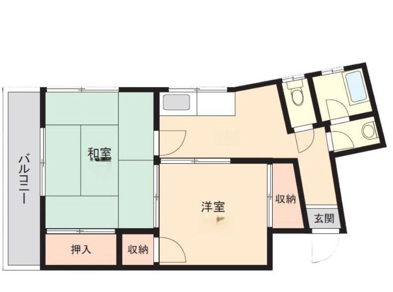 メゾン平和(2K/5階)の間取り写真