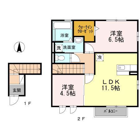クロワールA(2LDK/2階)の間取り写真