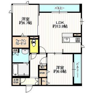 リバーツリー(2LDK/2階)の間取り写真