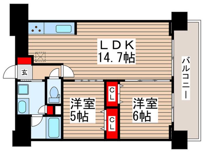 ラグゼナ流山おおたかの森(2LDK/8階)の間取り写真