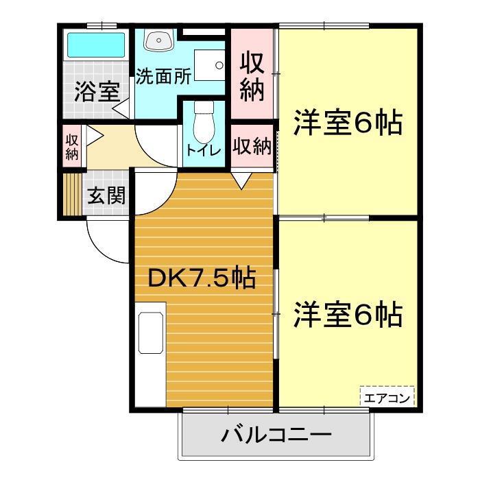サンパティ美貴1(2DK/1階)の間取り写真