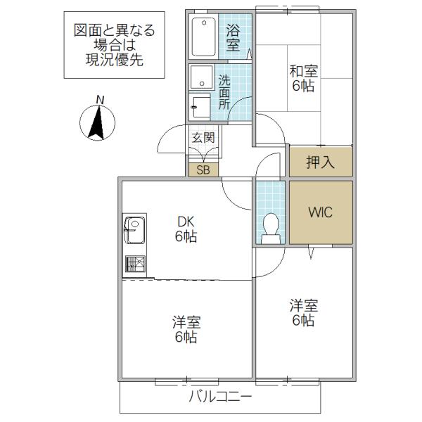 グリーンパーク赤塚(3DK/1階)の間取り写真