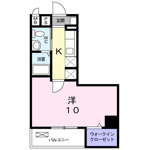 グランツ ハウス 北野(1K/2階)の間取り写真