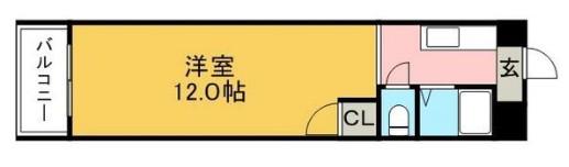 オーシャン御井III(1K/2階)の間取り写真