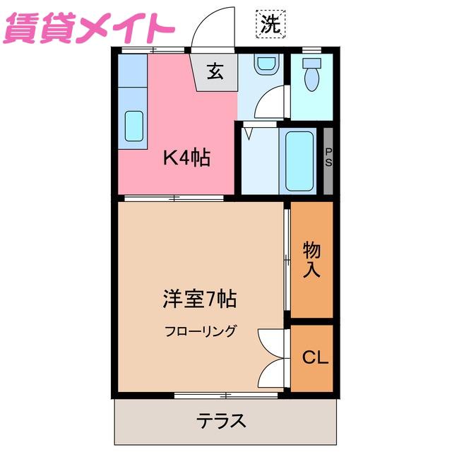 グリーンパーク A棟(1K/2階)の間取り写真