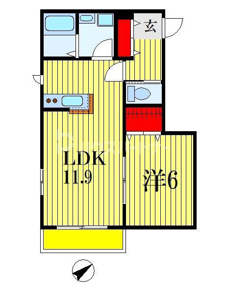 モンテベルデ(1LDK/1階)の間取り写真