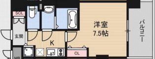 LUXE三国II(1K/1階)の間取り写真