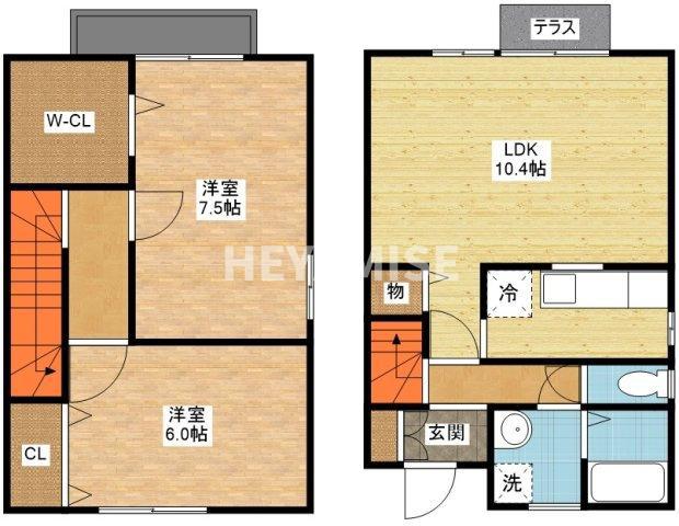 ラファエル大浜(2LDK/1階)の間取り写真