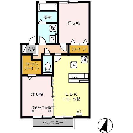 ラ・パール サード(2LDK/1階)の間取り写真