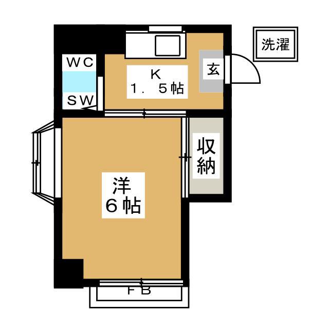 第2三栄ビル(1K/3階)の間取り写真