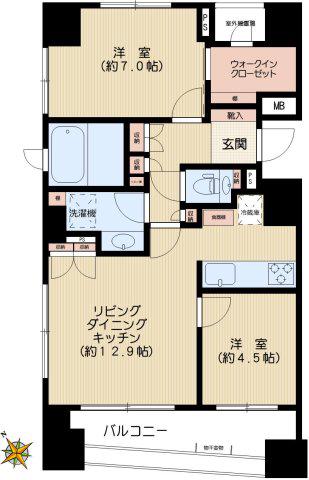 パークホームズ文京千石ステーションプレイス(2LDK/5階)の間取り写真