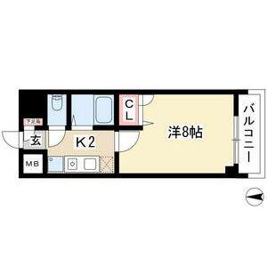 現代ハウス大須(1K/4階)の間取り写真