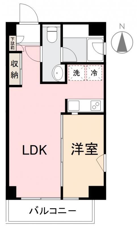 コリドールサン(1LDK/6階)の間取り写真