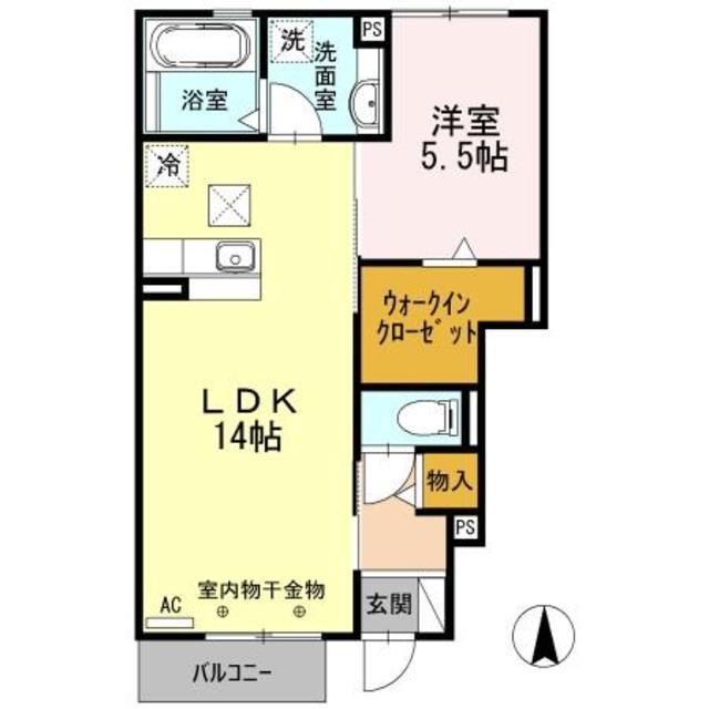 プランドールヴェール(1LDK/1階)の間取り写真