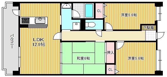 クラルテファミーユ(3LDK/3階)の間取り写真