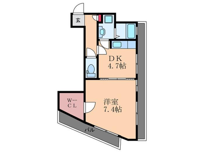 第一クリスビル(1DK/5階)の間取り写真