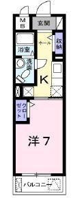 クラール ハイレン(1K/2階)の間取り写真