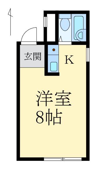 城北ハイツ(ワンルーム/2階)の間取り写真