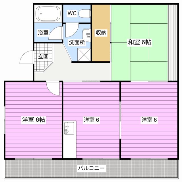 リバーサイド安松B(2LDK/3階)の間取り写真