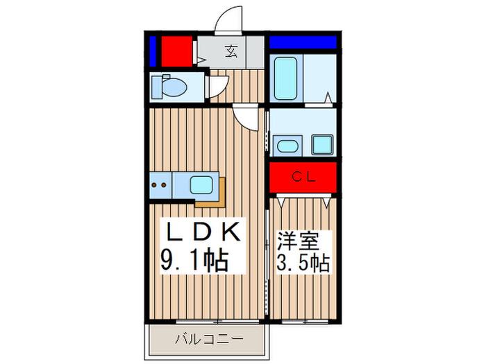 シャノワール(1LDK/2階)の間取り写真