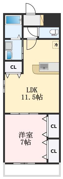 ウェスヴィラ(1LDK/2階)の間取り写真