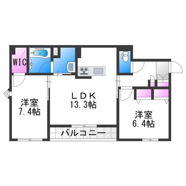 輝 阪南町(2LDK/2階)の間取り写真