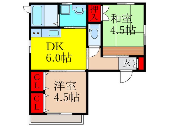 阪急宝塚線 池田駅(大阪) 徒歩11分 2階建 築13年(2DK/1階)の間取り写真
