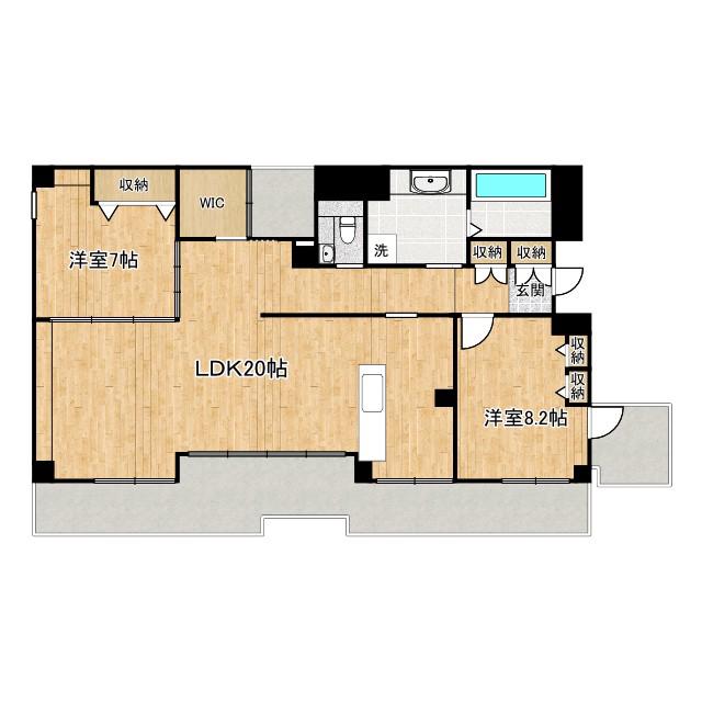BELLEVOGUE 北堀江(2LDK/3階)の間取り写真