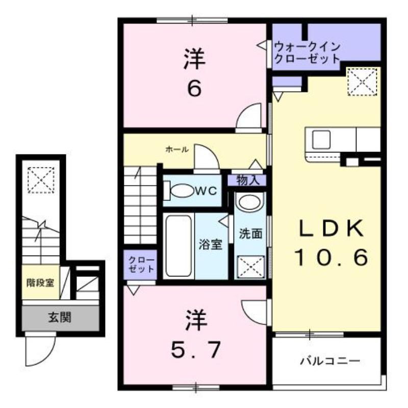 JR宇都宮線 蓮田駅 徒歩17分 2階建 新築(2LDK/2階)の間取り写真