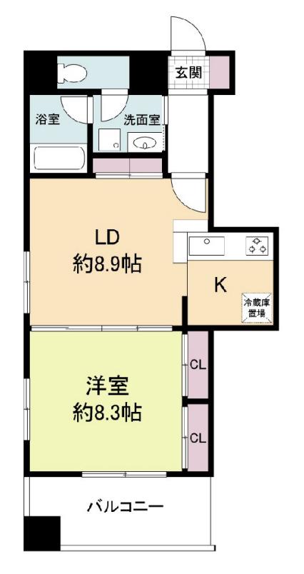 レジディア心斎橋ウエスト(1LDK/8階)の間取り写真