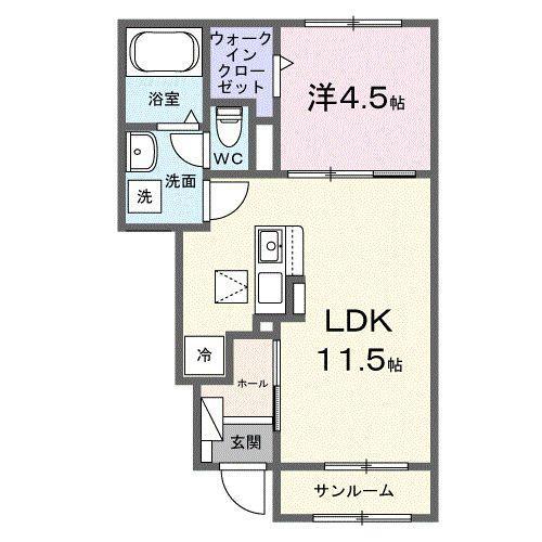 ヒルハウス(1LDK/1階)の間取り写真