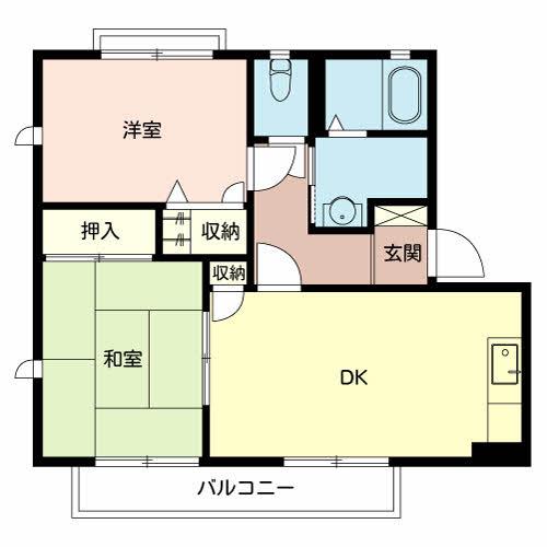 シェーンヴィラK&MI(2DK/2階)の間取り写真