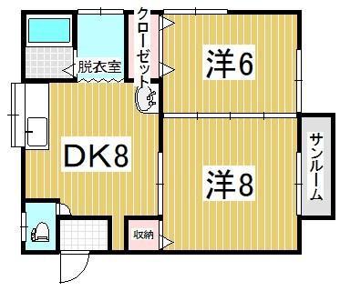 ファミールプレセアA(2DK/2階)の間取り写真