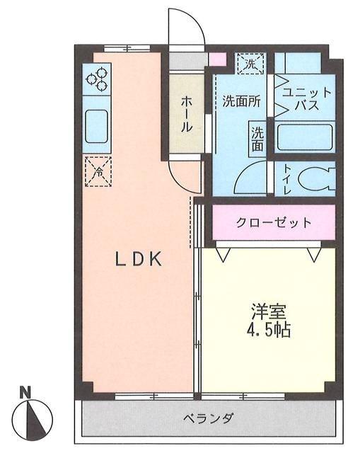 三ツ境ハウス(1LDK/2階)の間取り写真