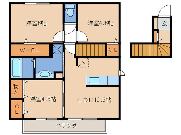 シェラタイン A棟(3LDK/2階)の間取り写真