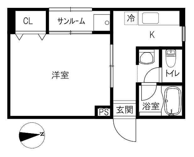 OTビル(1K/2階)の間取り写真
