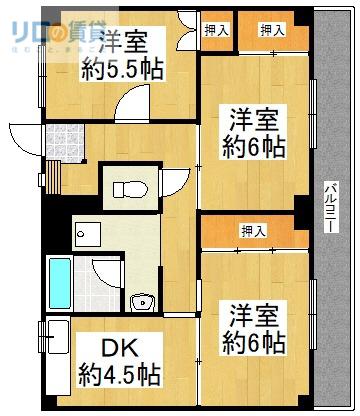 ビレッジハウス山本(3DK/2階)の間取り写真