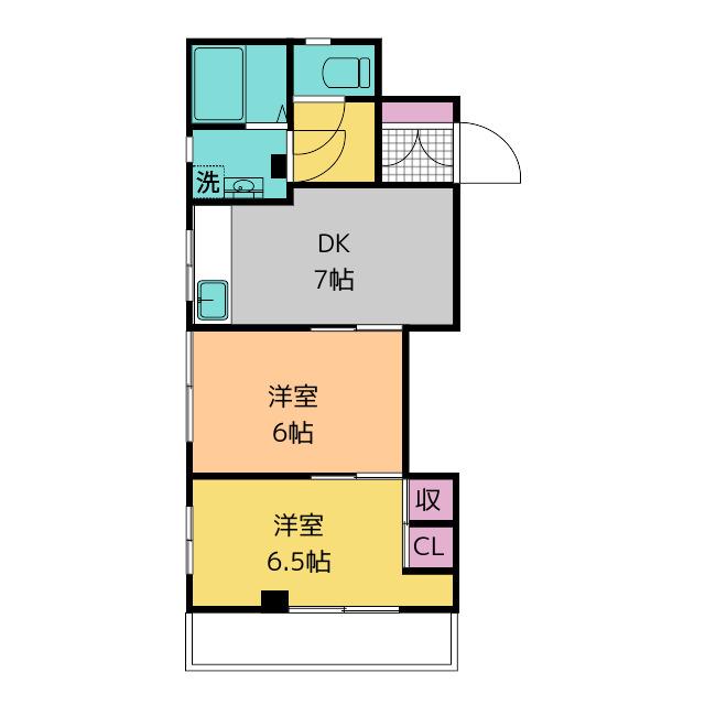 メゾン宮本(2DK/2階)の間取り写真