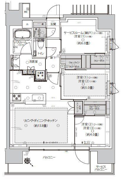 クリオ横濱鶴見セントラルマークス(3LDK/9階)の間取り写真
