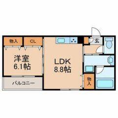 プラムハイツ(1LDK/1階)の間取り写真