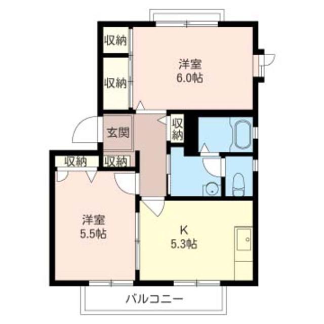 CALMLYCOURT(2K/2階)の間取り写真
