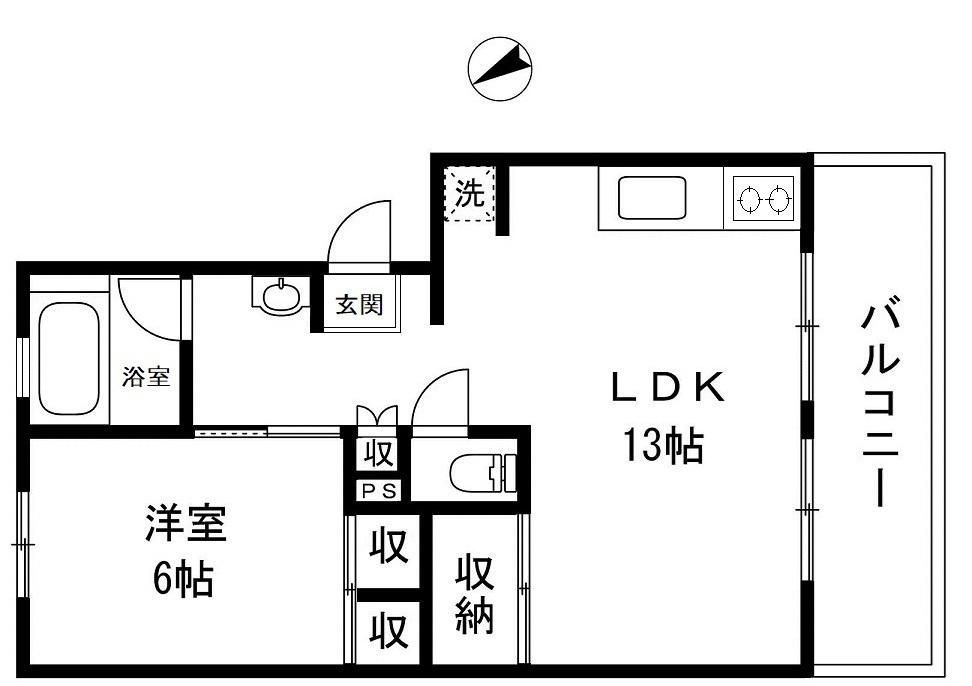 サンライズ武庫川(1LDK/3階)の間取り写真