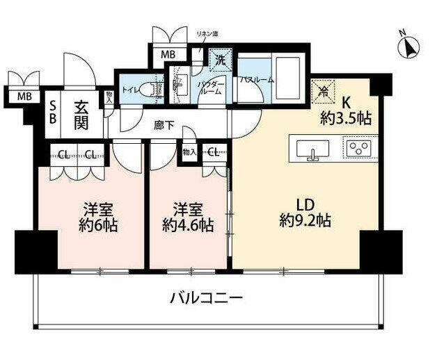 シェルゼ杉並高井戸(2LDK/9階)の間取り写真