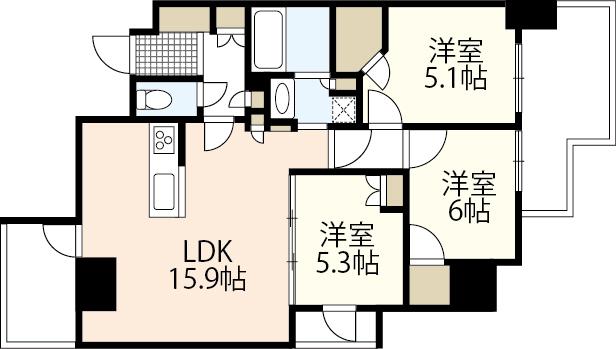 TK-7BLD(3LDK/3階)の間取り写真