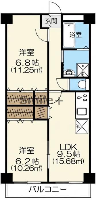 ビエンベニード(2LDK/4階)の間取り写真