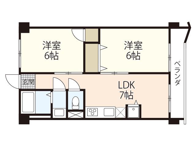 第7ファニー幸(2LDK/4階)の間取り写真