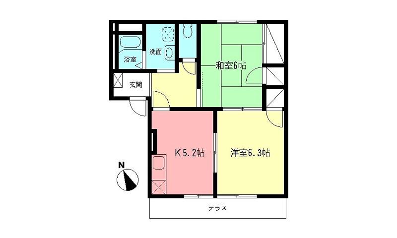 ハイムクボタB(2K/1階)の間取り写真