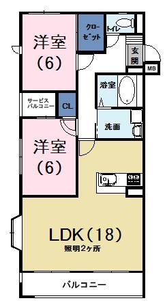 シーズンス(2LDK/1階)の間取り写真